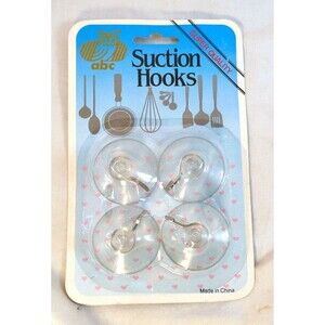 Set of 4 Suction Cup Hooks for Display - New Old Stock - 1.5" -  "Super Quality"